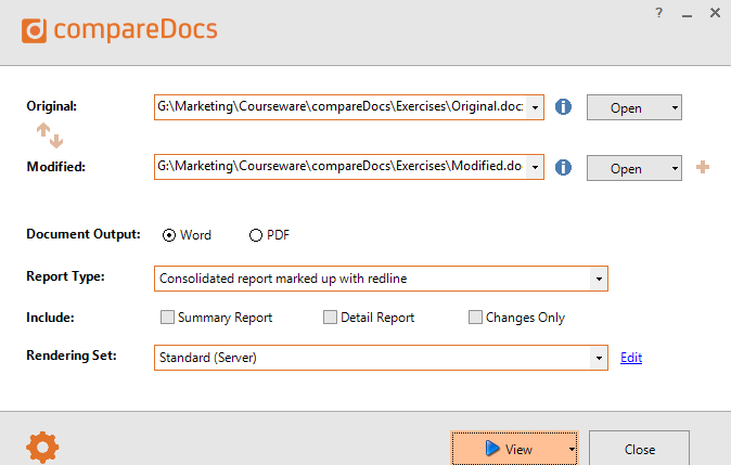 how to compare two word documents